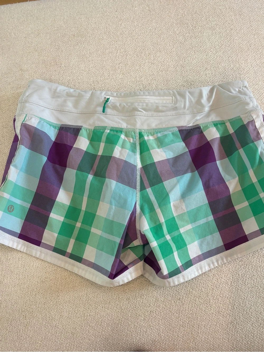 lululemon athletica VINTAGE Plaid Teal Green Purple Athletic Shorts